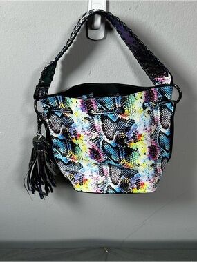 Aldo Multicolor Snakeskin-Print Shoulder Hobo Bag